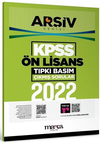 Marka KPSS Ön Lisans 2022 Sınavı Çıkmış Sorular Tıpkı Basım Çözümlü ARŞİV Serisi Marka Yayınları ürün görseli 1