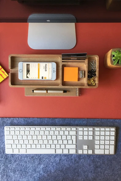 Fagus Wood Ofis Hediyesi Kartvizitlik–kalemlik-telefon Vb. Ofis Malzemelerini Koyabileceğiniz Alanlara Sahiptir - Resim 2