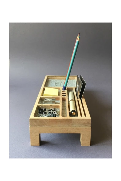 Fagus Wood Mini Sharpy Masa Düzenleyici (Gri) - Resim 3