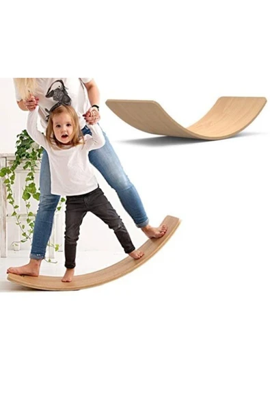 KUKKİ Wavy Board Naturel Ahşap Oyuncak Denge Tahtası(90X30) - Resim 6