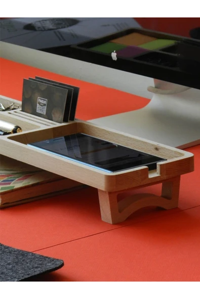 Fagus Wood Masaüstü Düzenleyici Kalemlik Organizer Ahşap Telefon Standı Tutucu - Resim 6