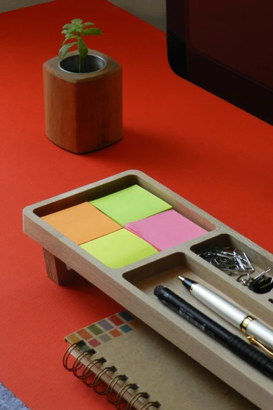 Fagus Wood Ofis Hediyesi Kartvizitlik–kalemlik-telefon Vb. Ofis Malzemelerini Koyabileceğiniz Alanlara Sahiptir - Resim 3