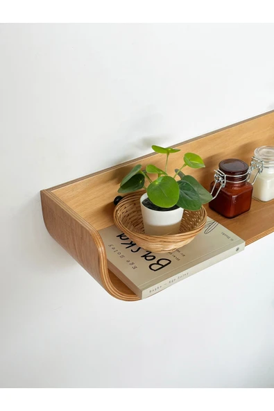 Fagus Wood Dekoratif Ahşap Tasarım Duvar Rafı - Resim 3