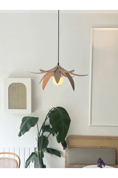 Fagus Wood Lotus Avize – Ahşap Modern ve Minimal Tasarım Avize, İskandinav Salon ve Oturma Odası Aydınlatması ürün görseli 1