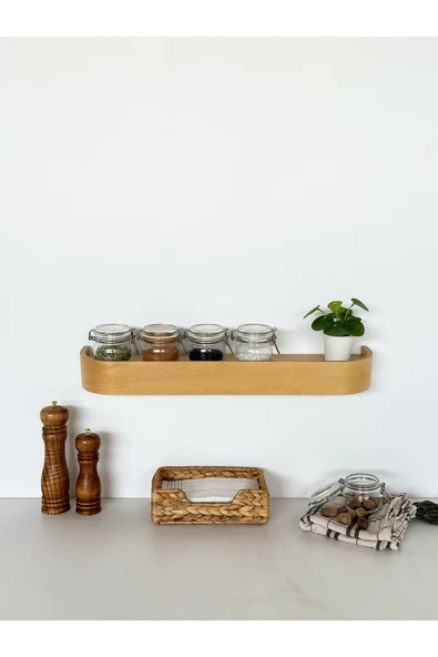 Fagus Wood Ahşap Doğal Masif Duvar Rafı - Resim 5