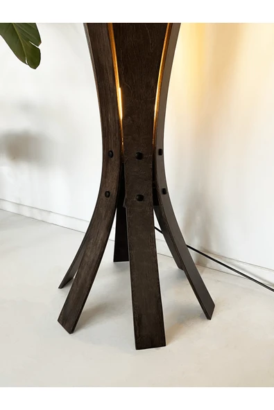Fagus Wood ''Hedra Lambader, İskandinav Tarzı Ahşap Lambader, Dekoratif Yer Lambası, Modern Salon Aydınlatma'' - Resim 4