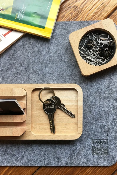 Fagus Wood Ahşap Masaüstü Düzenleyici Kalemlik Organizer, Ofis Aksesuarları Ve Çeşitleri, Terfi Ofis Hediyesi - Resim 6