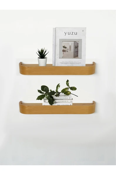 Fagus Wood Ahşap Doğal Masif Duvar Rafı - Resim 2