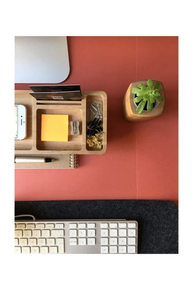 Fagus Wood Ofis Hediyesi Masa Üstü Düzenleyici Kalemlik Organizer Ahşap Telefon Standı Tutucu - Resim 4