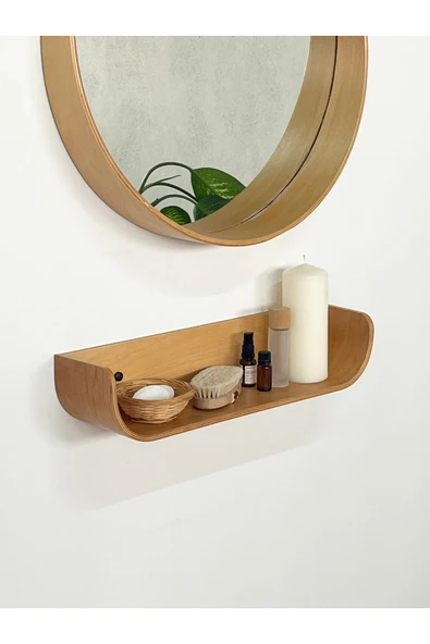 Fagus Wood Dekoratif Ahşap Tasarım Duvar Rafı - Resim 4