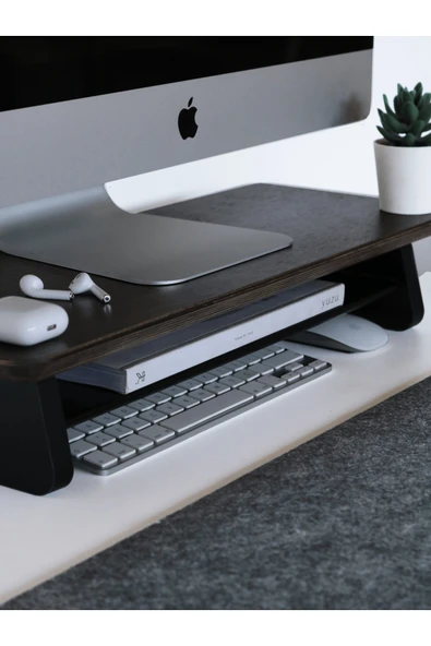 Fagus Wood Küçük Monitör Standı (Ceviz) - Resim 2