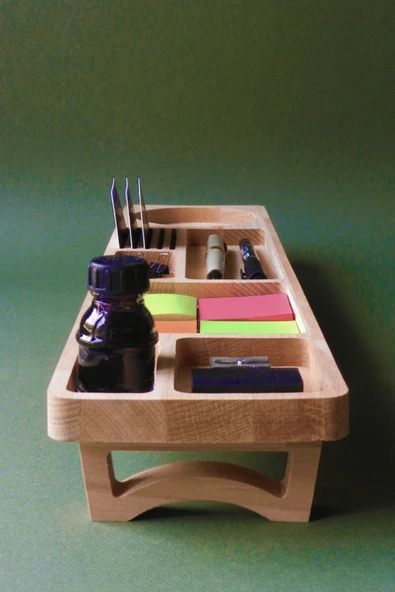 Fagus Wood Ofis Hediyesi Kartvizitlik–kalemlik-telefon Vb. Ofis Malzemelerini Koyabileceğiniz Alanlara Sahiptir - Resim 7