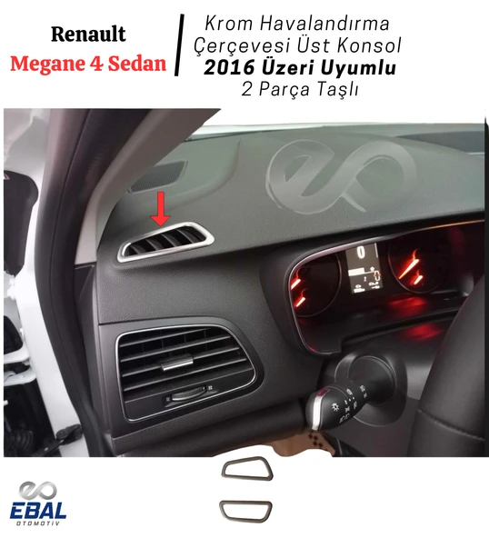 Renault Megane 4 Krom Havalandırma Çerçevesi Üst Konsol 2 Parça Taşlı 2016 Ve Üzeri Paslanmaz Çelik ürün görseli 1