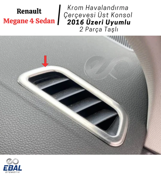 Renault Megane 4 Krom Havalandırma Çerçevesi Üst Konsol 2 Parça Taşlı 2016 Ve Üzeri Paslanmaz Çelik - Resim 5