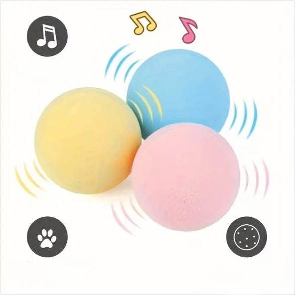 Kedi Otlu 3 Sesli İnteraktif Top Kedi Oyuncağı - Resim 4