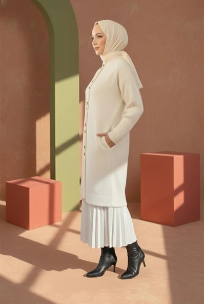 Hjakim Yaka Çıt Çıtlı Hırka - Resim 4