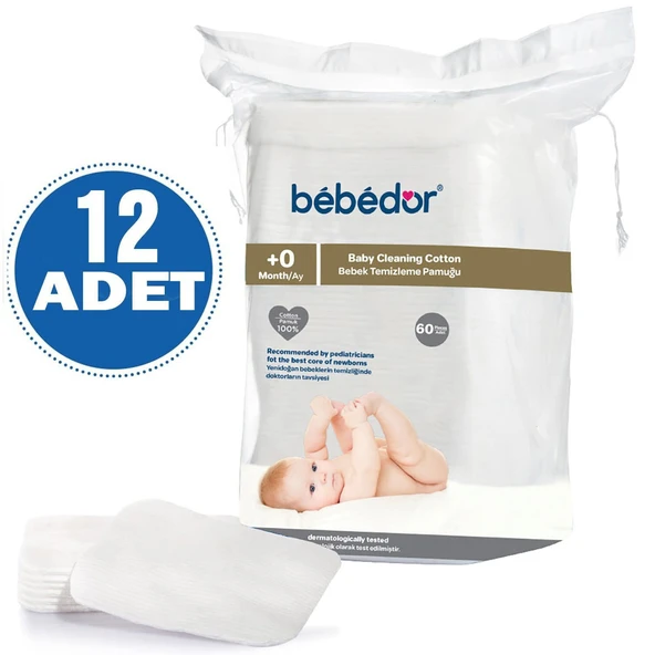 Bebedor Bebek Temizleme Pamuğu 60 lı 12 ADET ürün görseli 1