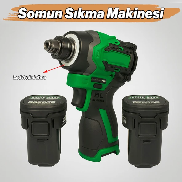 Akülü Somun Sıkma Makinesi 16V 2.0AH Güçlü Yüksek Torklu Profesyonel Vidalama Anahtar Seti Çantalı - Resim 2