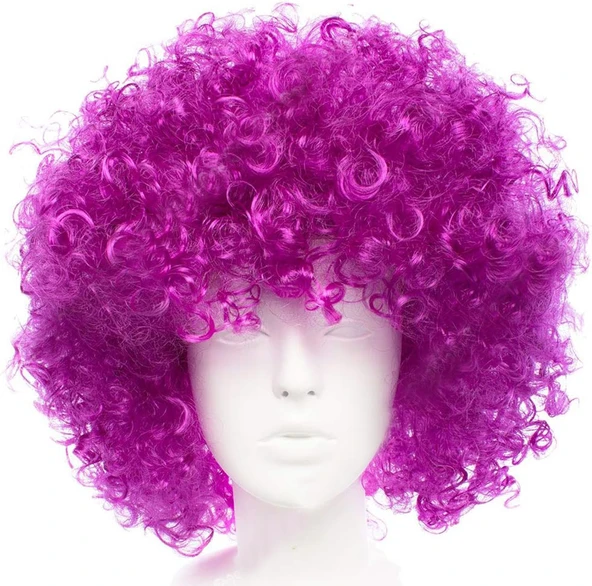 Koyu Mor Renk Violet Afro Bonus Saç Peruk ürün görseli 1