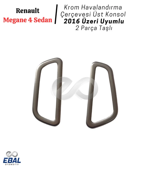 Renault Megane 4 Krom Havalandırma Çerçevesi Üst Konsol 2 Parça Taşlı 2016 Ve Üzeri Paslanmaz Çelik - Resim 4