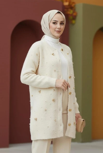 Taş Detaylı Hırka - Resim 11