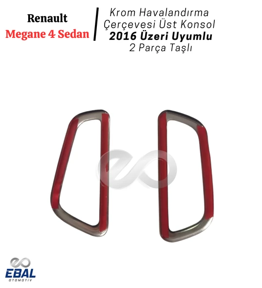 Renault Megane 4 Krom Havalandırma Çerçevesi Üst Konsol 2 Parça Taşlı 2016 Ve Üzeri Paslanmaz Çelik - Resim 3