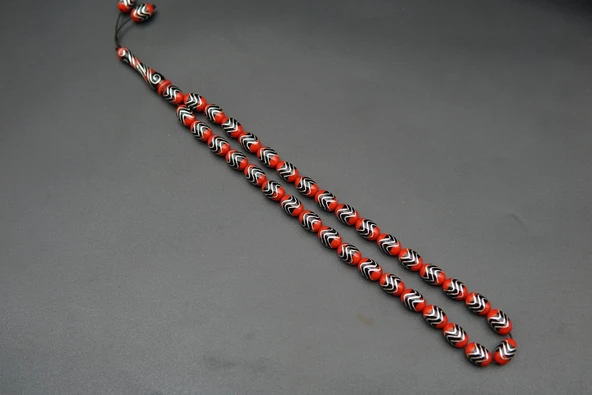 Zik Zag Model Gümüş İşlemeli Oltu Taşı Tesbih st000162 - Resim 6