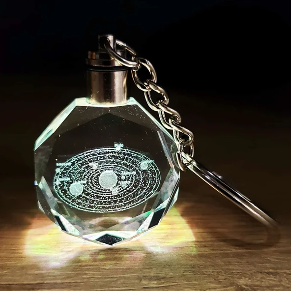 Gezegenler Temalı Renk Değiştiren Kristal Anahtarlık ürün görseli 1