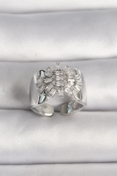 Pirinç Gümüş Renk Ayarlanabilir Baget Zirkon Taş Model Kadın Kolye - TJ-BYK3588 ürün görseli 1