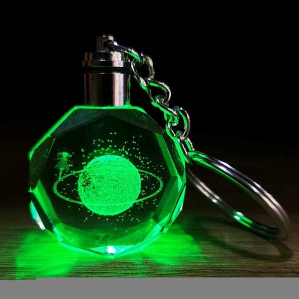 Satürnlü Kız Tasarımlı Renk Değiştiren Anahtarlık ürün görseli 1