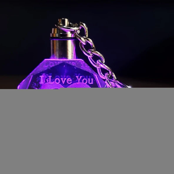 I Love You Kalpli Renk Değiştiren Işıklı Anahtarlık ürün görseli 1