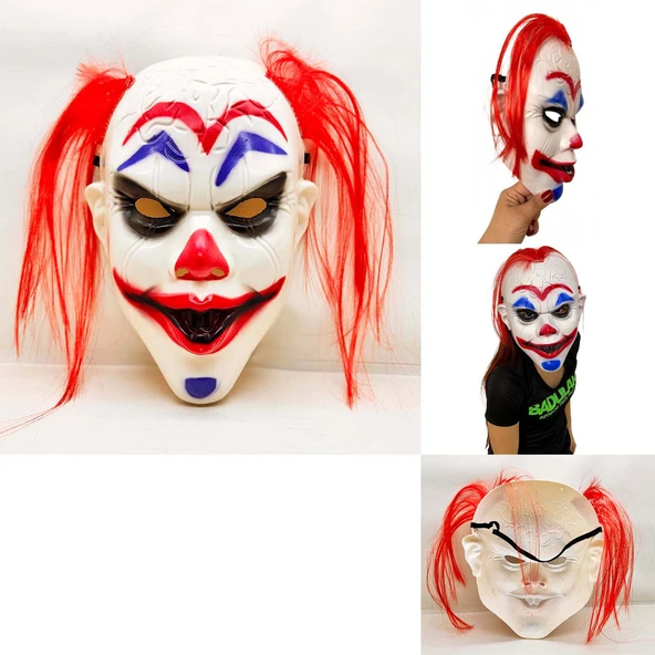 Kızıl Saçlı Joker Palyaço Maskesi ürün görseli 1