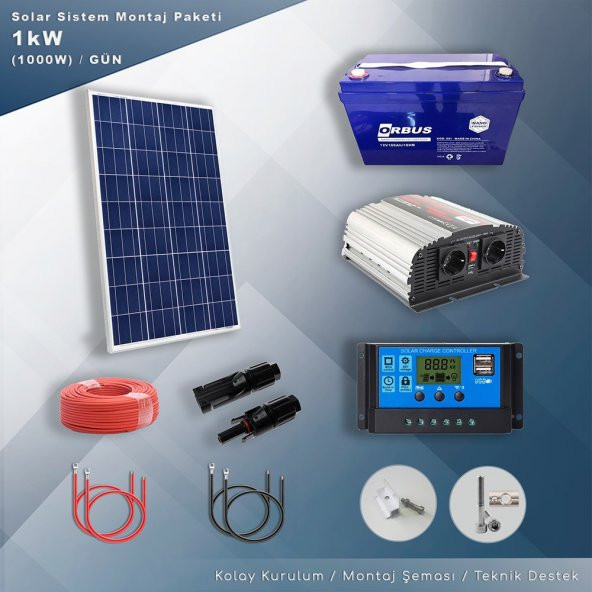 MATECH 1 kW Solar Paket Sistem (1000W/Gün)