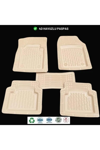 Audi Q7 2010 4D Havuzlu Üniversal Yeni Nesil Paspas Bej renk Gold Seri - Resim 3