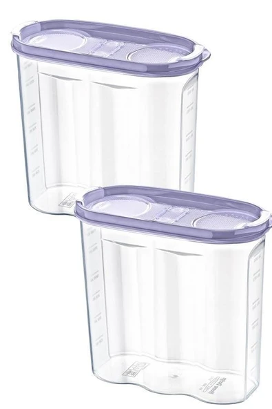 2 Kapaklı Ölçekli Erzak Kuru Gıda Saklama Kutusu Kabı - 1,7 Litre - SA935 - Resim 9