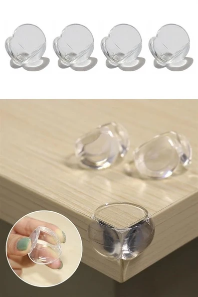 ® Bebek Çocuk Yumuşak ve Esnek Dairesel Şeffaf Yapışkanlı Güvenlik Köşe Koruyucu (4 Adet) - Resim 8