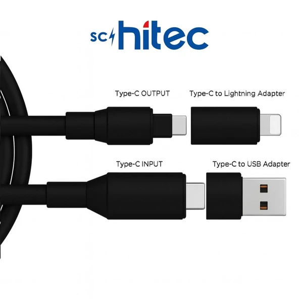 SChitec 4in1 240W Süper Fast UsbA Type-c Lightning Hızlı Şarj ve Data Kablosu  YK347 - Resim 3