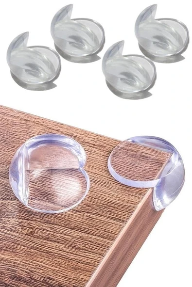 ® Bebek Çocuk Yumuşak ve Esnek Dairesel Şeffaf Yapışkanlı Güvenlik Köşe Koruyucu (4 Adet) - Resim 7
