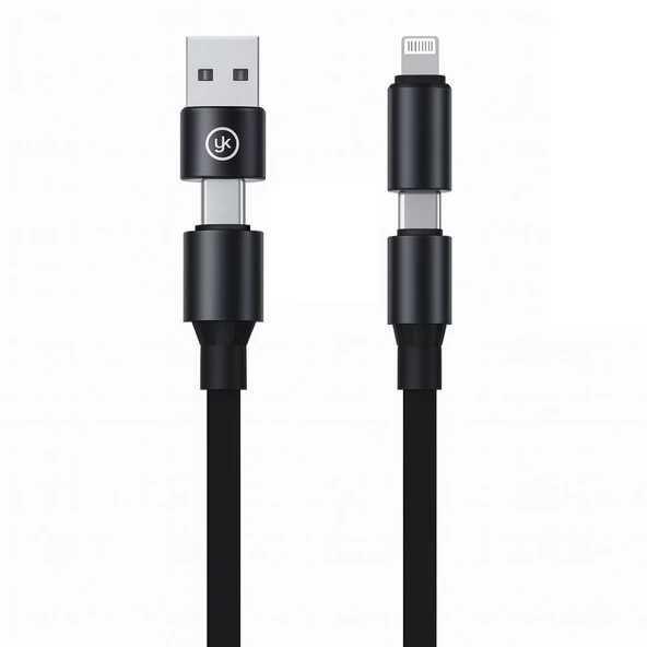SChitec 4in1 240W Süper Fast UsbA Type-c Lightning Hızlı Şarj ve Data Kablosu  YK347 ürün görseli 1