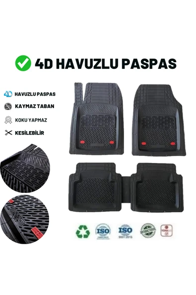 Honda Civic Sedan 2007 Uyumlu 4D Havuzlu Üniversal Yeni Nesil Paspas Siyah Gold Seri ürün görseli 1