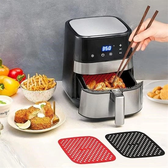 AMS NET® Renkli Isıya Dayanıklı Yıkanılabilir Silikon Fırın Ve Airfryer Kare Pişirme Matı 21,5 Cm - Resim 9