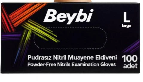 Beybi Njoy Muayene Eldiveni Pudrasız Nitril Siyah Large 100'lü ürün görseli 1