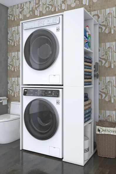 Kenzlife membran çamaşır-kurutma makinesi dolabı kapaklı foka gribyz 180*090*60 mebran kapak suntalam gövde banyo arkalıksız - Resim 2