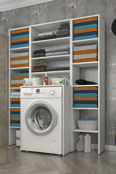 Kenzlife membran çamaşır makinesi dolabı hayzummaksduble gribyz panjur 180*66*55 mebran kapak suntalam gövde - Resim 2