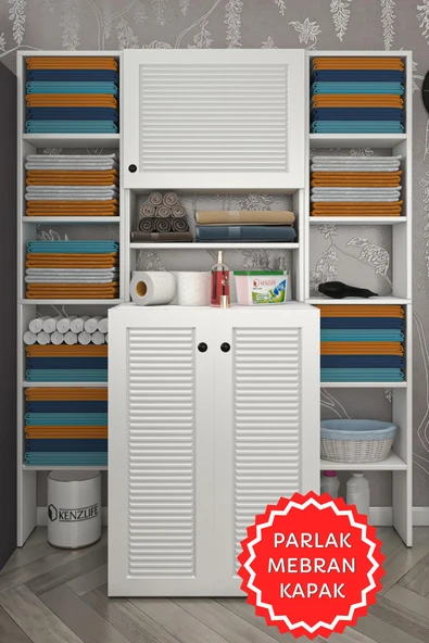 Kenzlife membran çamaşır makinesi dolabı kasparovmaksduble byzbyz panjur 180*126*55-20 mebran kapak suntalam gövde banyo kapaklı arkalıksız ürün görseli 1