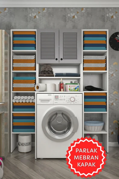 Kenzlife membran çamaşır makinesi dolabı hayzummaksduble gribyz panjur 180*66*55 mebran kapak suntalam gövde ürün görseli 1