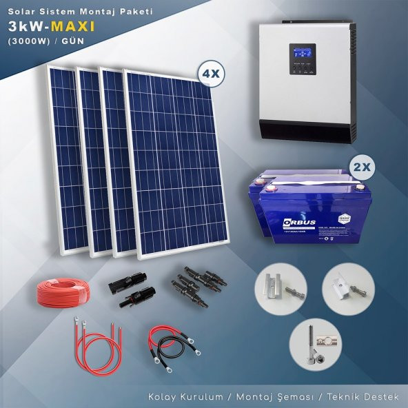 MATECH 3 kW MAXI Solar Paket Sistem (3000W/Gün)
