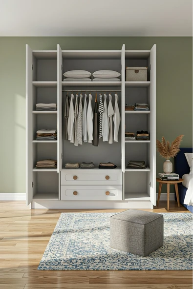 Platinreyon BOHEM 4 KAPAK 2 ÇEKMECE GARDIROP MDF KAPAK - Resim 2