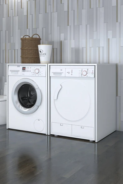 Kenzlife membran çamaşır&kurutma&bulaşık makinesi dolabı tatyanakare gribyz 90*140*60 mebran kapak MDF gövde kapaklı arkalıksız - Resim 2