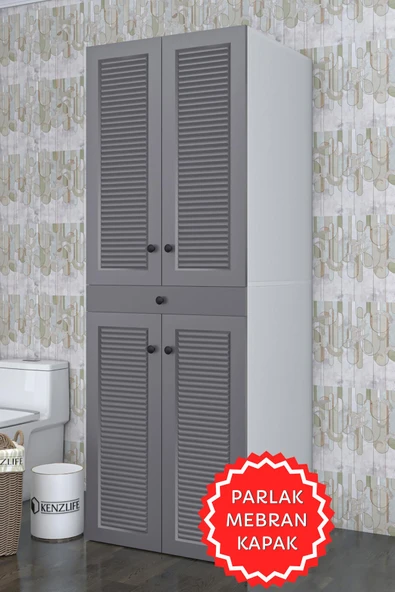 Kenzlife membran çamaşır-kurutma makinesi dolabı el kindi gribyz panjur 187*070*60 mebran kapak MDF gövde ürün görseli 1